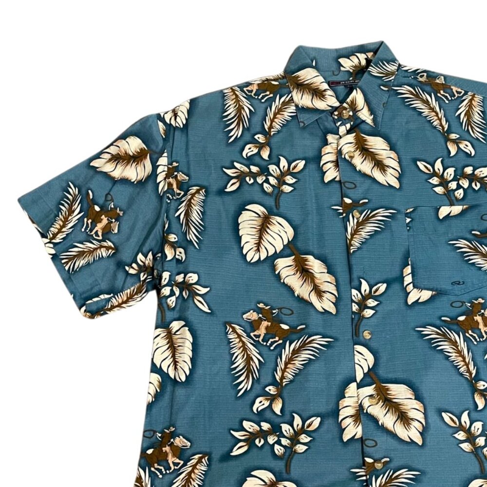 Roper Cowboy Print Hawaiian Shirt | Wild Mustang Tropical | Mens Western Shirt